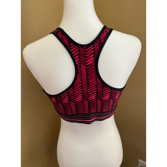 Under Armour sports bra pink and black hatched patterned racer back Size L - Picture 3 of 10